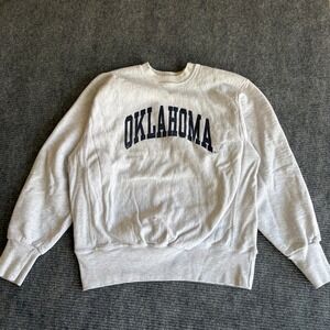 Vintage Rugged Sweats Oklahoma Reverse Weave Crewneck Sweatshirt Gray Large